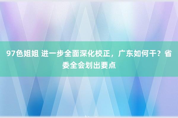 97色姐姐 进一步全面深化校正，广东如何干？省委全会划出要点