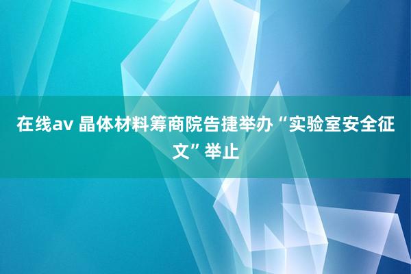 在线av 晶体材料筹商院告捷举办“实验室安全征文”举止