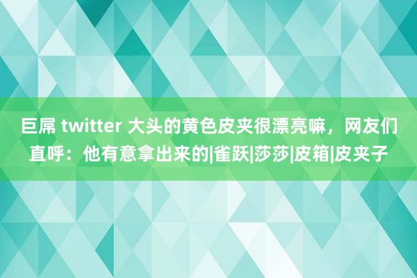 巨屌 twitter 大头的黄色皮夹很漂亮嘛，网友们直呼：他有意拿出来的|雀跃|莎莎|皮箱|皮夹子