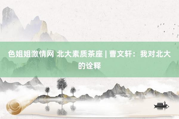 色姐姐激情网 北大素质茶座 | 曹文轩：我对北大的诠释